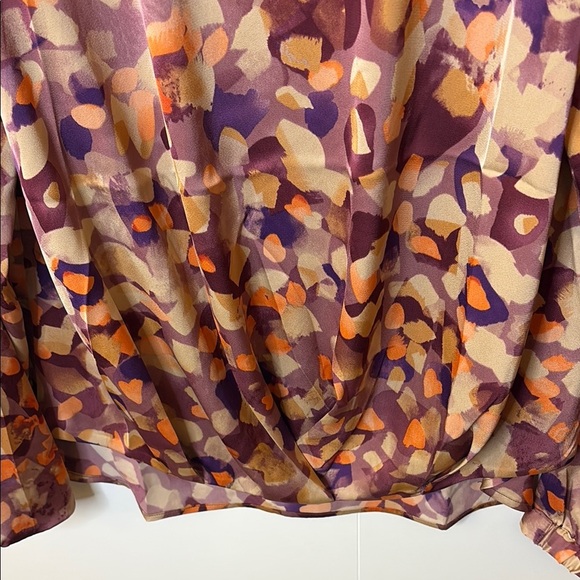 CAbi Lavender; Orange & Purple Faux Wrap Blouse - Picture 4 of 6